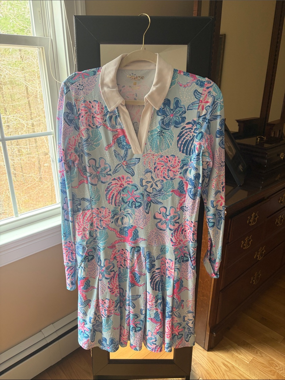 Lilly Pulitzer Pink, Blue & Aqua Floral Collared Dress